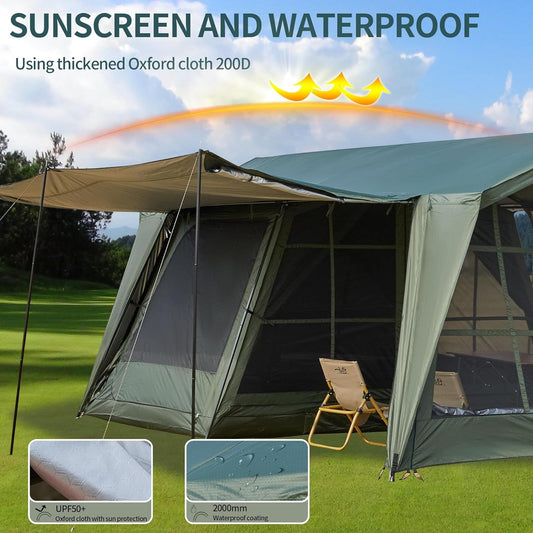 16.4 × 11.5 Ft Large Screen House Tent with Waterproof Sunshade Roof
