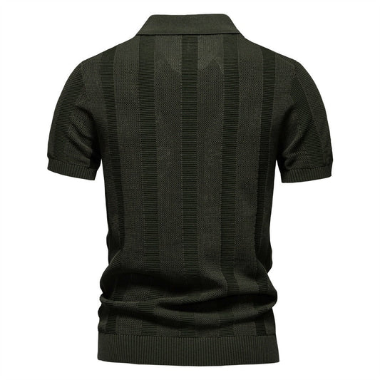 Men’s Ribbed Knit Polo Shirt