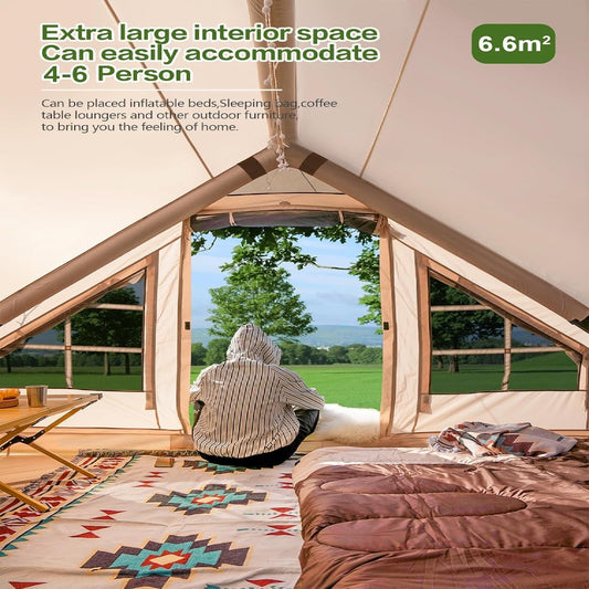 4 Person Inflatable Glamping Tent – All-Season Air Tent with Rainfly