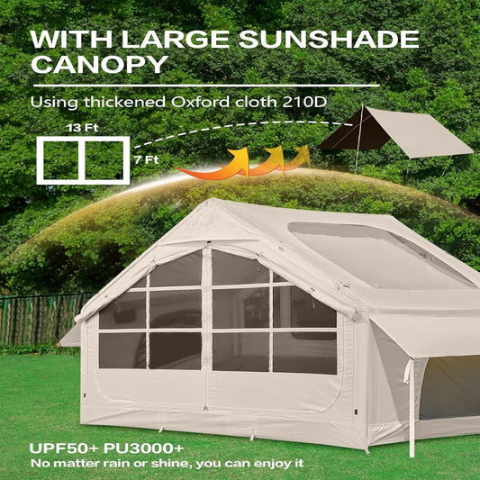 6-Person Inflatable Camping Tent, Easy Setup, Rainfly & Mosquito Screen, 4-Season