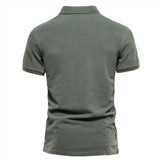 Retro Style Pigment Wash Polo Shirt