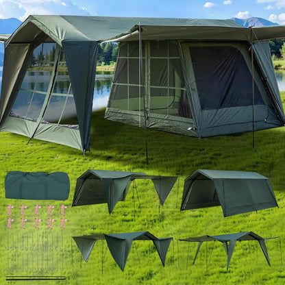 16.4 × 11.5 Ft Large Screen House Tent with Waterproof Sunshade Roof