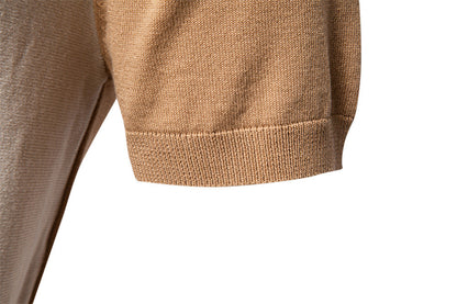Casual Colorblock Striped Knit Polo Shirt