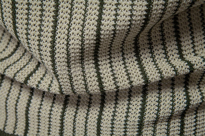 Colorblock Striped Knit Polo Shirt