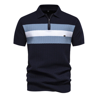 Men’s Striped Zip Polo Shirt