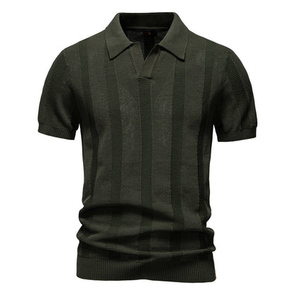 Men’s Ribbed Knit Polo Shirt