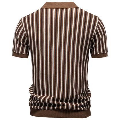 Men’s Striped Knit polo Shirt