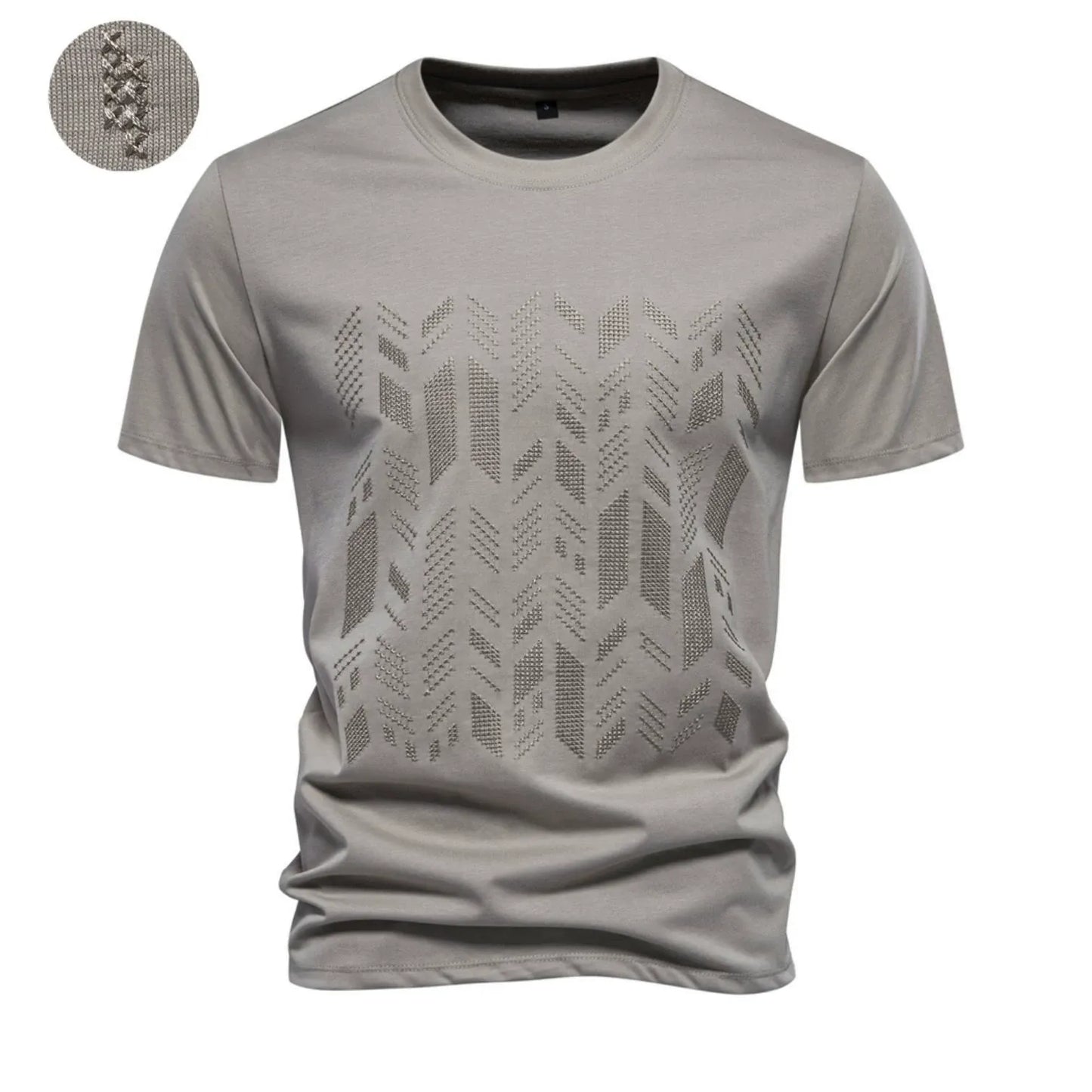 Textured Graphic Cotton Blend T-Shirt