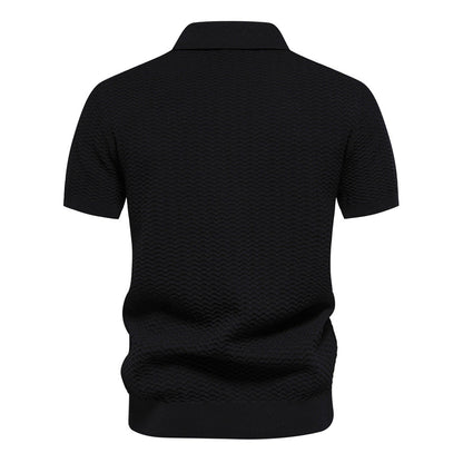 Men’s Striped Zip Polo Shirt