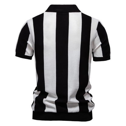Men’s Bold Stripe Zip Polo Shirt