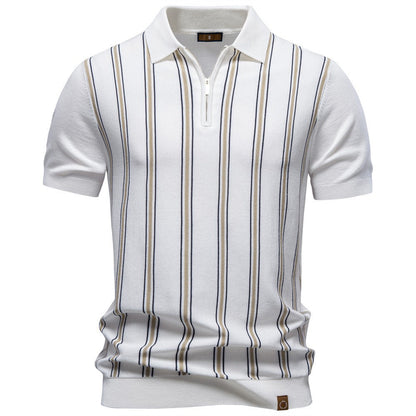 Men’s Striped Zip Knit Polo