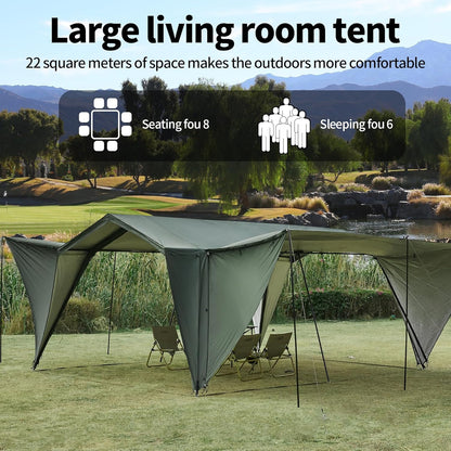 16.4 × 11.5 Ft Large Screen House Tent with Waterproof Sunshade Roof