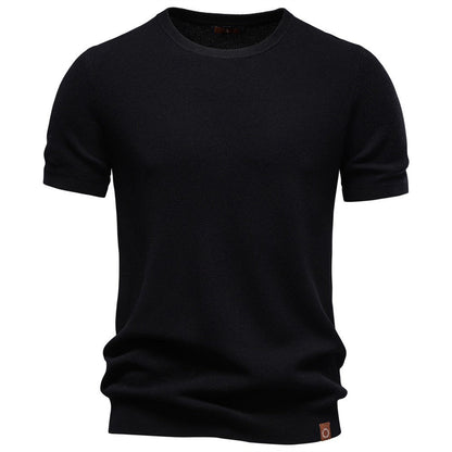 Textured Knit Crew Neck T-Shirt