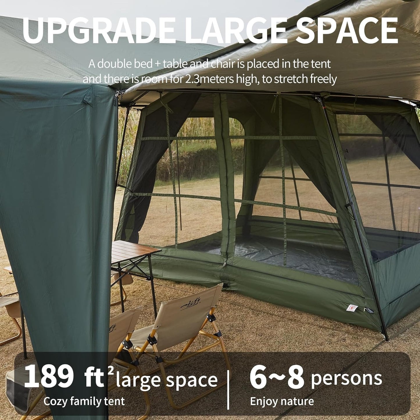 16.4 × 11.5 Ft Large Screen House Tent with Waterproof Sunshade Roof