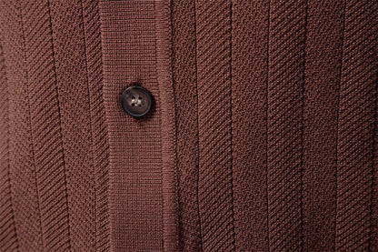 Button-Up Knit Polo Shirt