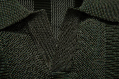 Men’s Ribbed Knit Polo Shirt