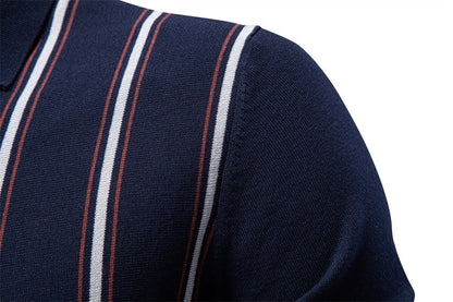 Men’s Striped Zip Knit Polo