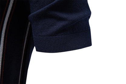 Men’s Striped Zip Knit Polo
