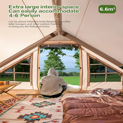 4 Person Inflatable Glamping Tent – All-Season Air Tent with Rainfly