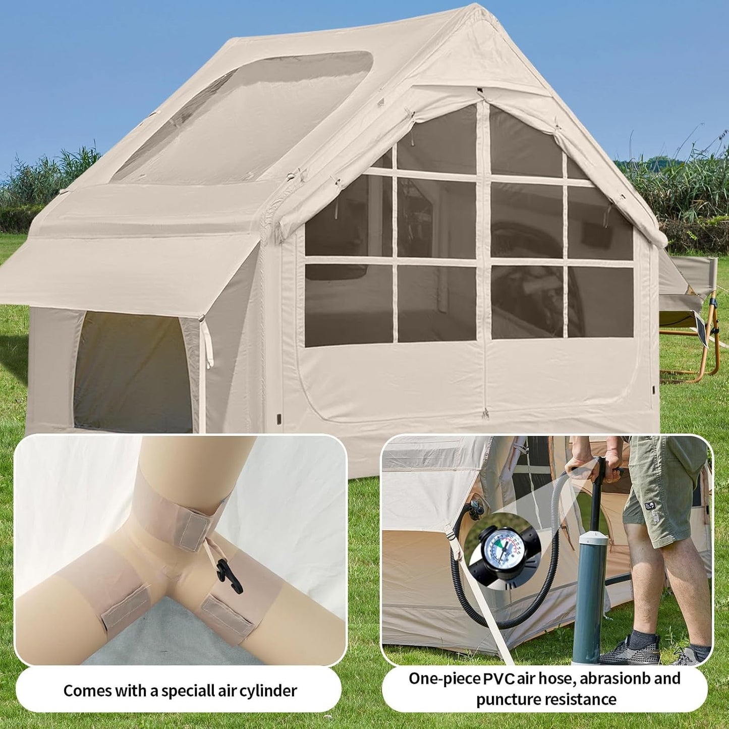 6-Person Inflatable Camping Tent, Easy Setup, Rainfly & Mosquito Screen, 4-Season