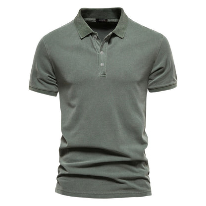 Retro Style Pigment Wash Polo Shirt